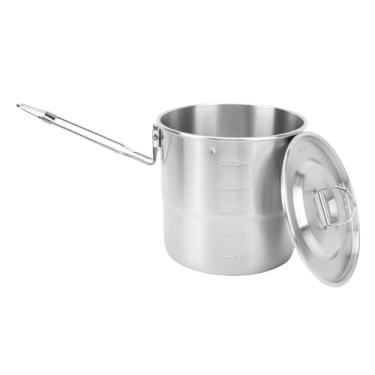 Imagem de Pssopp Potão de Cozinha de Acampamento, Aço Inoxidável Trocador de Calor Dobrável Mochila Caldeira de Mochila para Caminhadas Ao Ar Livre (Alça única)