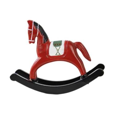 Imagem de WeiLaiKeQi Estátua de cavalo de balanço, escultura de madeira, estilo retrô, decoração para casa, arte, artesanato, estatueta decorativa, ornamento para, Vermelho