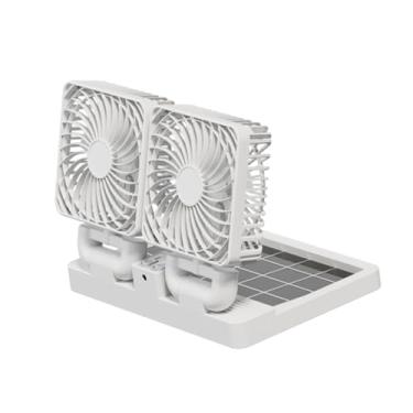 Imagem de KiBcsLic Ventilador de Resfriamento Flexível, Silencioso E Pequeno para Veículos, Circulador Movido a Energia Solar para Caminhões E SUVs, cabeças duplas brancas