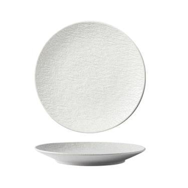 Imagem de Prato de cerâmica retrô com padrão de rocha estilo ocidental fosco requintado preto e branco - prato de 25,4 cm - branco