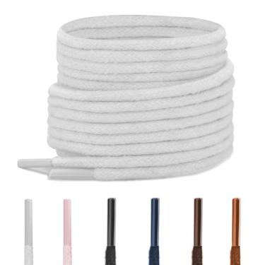 Imagem de NDTEZUGT Cadarços redondos antiderrapantes de algodão de 3 mm, cordões de substituição de cadarços sem cera de 1/20.3 cm para botas esportivas de golfe, Branco, 28"/70cm