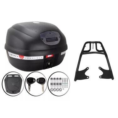 Imagem de Kit Bau 33L Monolock Simply Fume E33nt Givi + Bagageiro Titan 160 2025 Preto Tubo 4439 Titan 160 2025