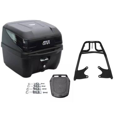 Imagem de Kit Bau Bauleto 33L Monolock Traffic Iii Preto T33ntbr Givi + Bagageiro Projetil Titan 160 2025