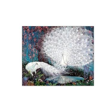 Imagem de Pintura famosa arte de parede - pavões e flores de cerejeira - impressão de imagem de animal em tela - pintura de arte para decoração de parede de sala de estar - pôster de reproduções 60 x 72 cm 24 x