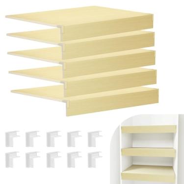 Imagem de Capa de prateleira de arame de PVC, acabamento de grão de madeira texturizada, forro de prateleira com borda (61 x 40 cm)