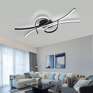 Imagem de Luz de teto preta Regulável Com Controle Remoto iluminação de teto para sala de Estar Quarto Cozinha Sala de jantar 3000-6000K brilho (L100*W50*H9 cm)