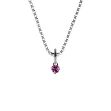 Imagem de Colar 50Cm Prata 925 Ponto Luz Ametista Natural Verdadeira - Ponte Vec