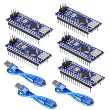 Imagem de YELUFT Placa Nano V3.0 Com 5 Peças E Cabo Atmega328P Mcu Ch340G Chip 5V 16M Microcontrolador Compatível Com Arduino Nano (Soldado, Porta Tipo C)
