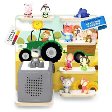 Imagem de stadtecken Prateleira de madeira para Toniebox – comporta até 40 tonies – Organizador de armazenamento de parede para quarto infantil – expansível e compatível com bonecos Toniebox (fazenda)