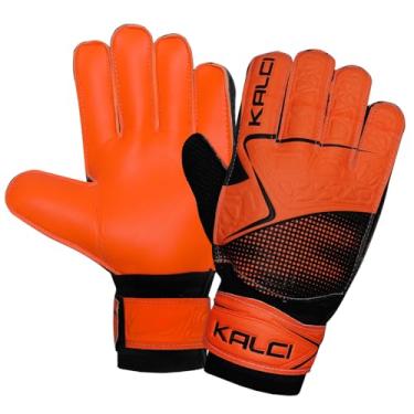Imagem de Kalci Luvas de goleiro de futebol infantil, jovem, goleiro, campo para meninos e meninas, em relevo, antiderrapante, palma, macia, com suporte de pulso