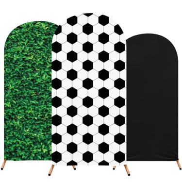 Imagem de Tingjoo 3 peças de elastano com tema de futebol, arco, redondo, arco, tema de futebol, decoração de festa de aniversário para casamento, festa de aniversário, banquete, aniversário, 1,2 m, 1,5 m 1,8 m