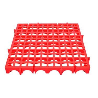Imagem de Generic Tapete modular de piso com encaixe, antiderrapante e de alta resistência, com furos quadrados para pátio, banheiro, cozinha e chuveiro, Vermelho