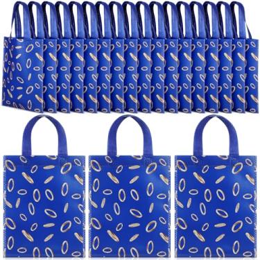 Imagem de Dunzoom 20 peças 20,3 x 25,4 cm azul com anel dourado estampado sacos temáticos presentes de festa de videogame doces sacos não tecidos para decoração de festa de videogame e suprimentos de