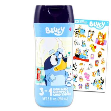 Imagem de Bluey Xampu, condicionador, sabonete corporal infantil, frasco de 227 g - Pacote com sabonete líquido corporal 3 em 1 com aroma de frutas silvestres, xampu e condicionador | Conjunto de banheiro Bluey