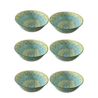 Imagem de kit 6 Bowls Cumbucas Tigelas Potes porcelana Estampada 300ml - MEK