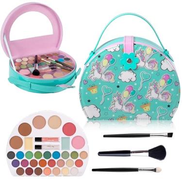 Imagem de Hot Sugar Kit de maquiagem infantil, kit de maquiagem para meninas 4-6 7-8 10-12, presente de unicórnio para meninas, aniversário e Natal (verde)