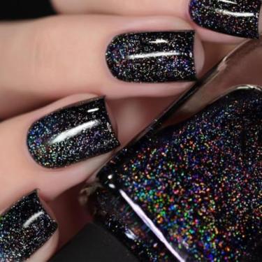 Imagem de Modelones 32 peças de unhas postiças pretas brilhantes, unhas postiças quadradas curtas com glitter, kit de unhas reutilizáveis com abas adesivas de cola, mini lixa de unha, prensa de unhas, 16