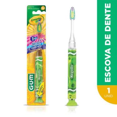 Imagem de Escova Dental Infantil Com Led  Crayola GUM  1 unidade, Verde
