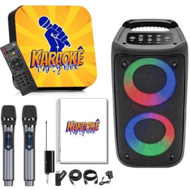 Imagem de Karaoke Party Box +2 Mic Sem Fio + Caixa De Som + Catálogo - Karaokê P