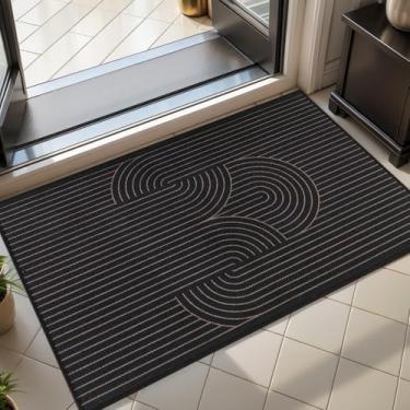 Imagem de Tangsoo Tapete de entrada Rainbow Easy Jute 2x3, suporte de borracha antiderrapante, preto, fino, interior, exterior, porta, pequena área, capacho