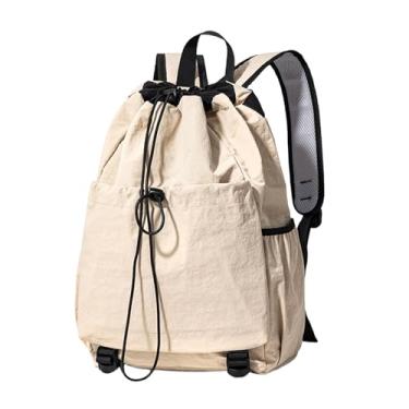 Imagem de KiBcsLic Mochila com cordão, bolsa grande para raquetes, para homens e mulheres, bolsa de tênis, mochila de tênis para squash, raquetes, bolas, acessórios, Bege