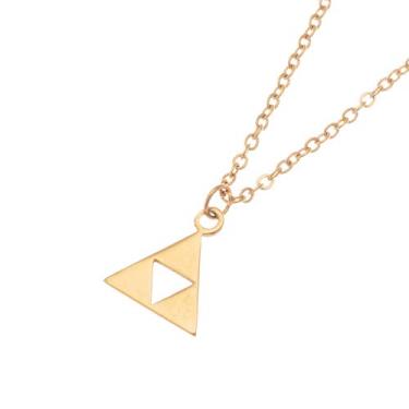 Imagem de Corrente de couro de metal banhado a ouro antigo com pingente Zelda, Aço inoxidável