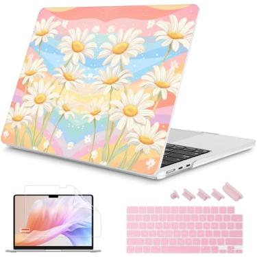 Imagem de Mektron Capa para MacBook Air de 13,6 polegadas 2025-2022 M4 M3 M2, modelo A3240 A3113 A2681 com tela de retina líquida Touch ID, capa dura brilhante impressa para MacBook Air de 13,6 polegadas