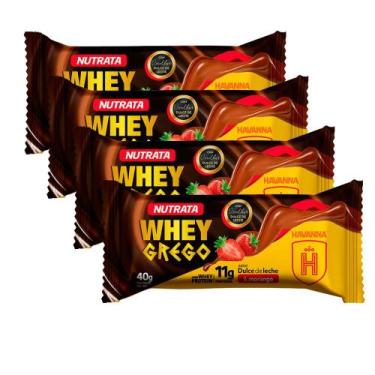 Imagem de Kit 4 Barra de Proteína Whey Grego Bar Nutrata Sabor Dulce De Leche e 