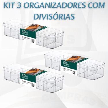 Imagem de Kit 3 Organizador Calcinha Meia 6 Divisorias Diamond 35,5x10,5x7,5 cm 