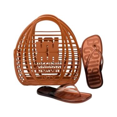 Imagem de Melissa Sun Beachwear, Conjunto de Bolsa e Chinelo, Sandália de Praia (Marrom, BR, Adulto, Numérico, 39)