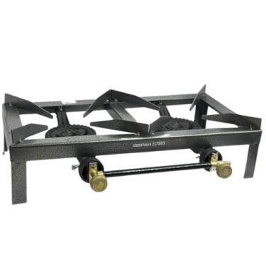 Imagem de Dasshaus Fogão 2 Bocas Alta Pressão De Ferro Fundido Craquelado Fogareiro Camping