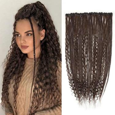 Imagem de Pouweney Extensões de dreadlock de 61 cm, 10 peças, conjuntos completos, 40 fios, extensões de dreads de encaixe sintético chacobrown para mulheres, 100% feitas à mão, macio, fino, 0,6 cm de largura.