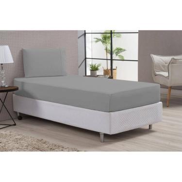 Imagem de Lençol 80% Algodão 2 Peças Cinza Solteiro Percal 180 Fios