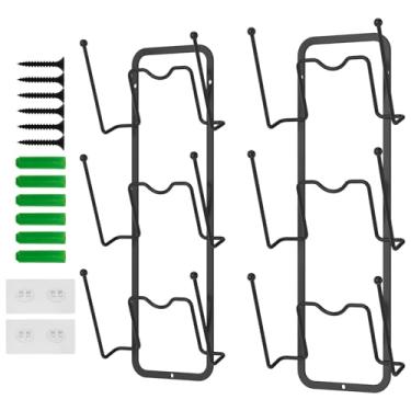 Imagem de Pacote com 2 prateleiras organizadoras de panelas, suporte de 3 camadas para parede de porta de armário, material de aço carbono sem adesivo de perfuração montado na porta de parede à prova de