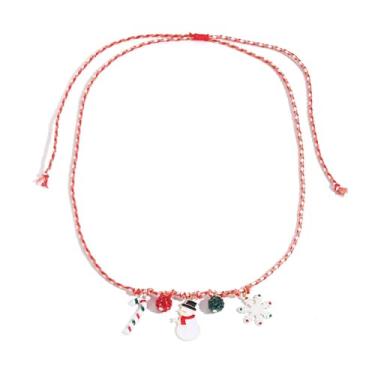 Imagem de Colar de acrílico de Natal para mulheres e homens, feito à mão, colorido, floco de neve, boneco de neve, boneco de neve, bengala doce, árvore de Natal, leve, vermelho, verde, para joias de festa de
