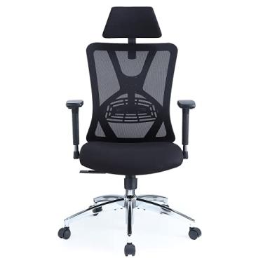 Imagem de Cadeira de escritório ergonômica Ticova – Cadeira de mesa com suporte lombar ajustável e acolchoamento de assento grosso – Cadeira de computador reclinável de 140 graus e malha de balanço com encosto de cabeça ajustável, apoio de braço