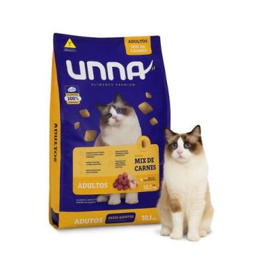 Imagem de Ração Unna Gatos Adultos 10,1Kg Mix De Carnes Premium - Mimos Pet