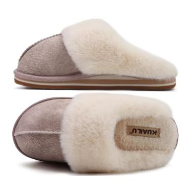 Imagem de KuaiLu Pantufas femininas fofas de espuma de memória dupla para mulheres com suporte de arco confortável e sola rígida antiderrapante para uso interno e externo, Bege, 7