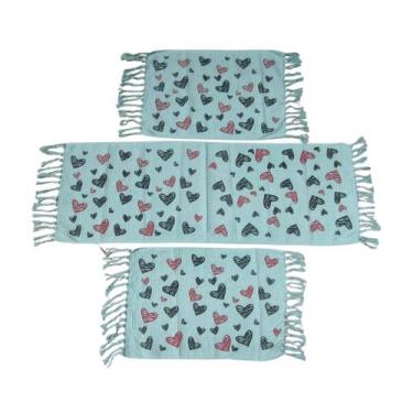 Imagem de Jogo Passadeira com Nozinho 03 Peças Jogo de Tapete para Cozinha Geome