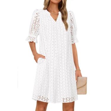 Imagem de Mini vestido MEROKEETY 2025 de verão, manga curta, decote em V, renda,