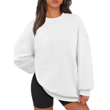 Imagem de Moletom MEROKEETY Oversized para mulheres 2024, branco de outono
