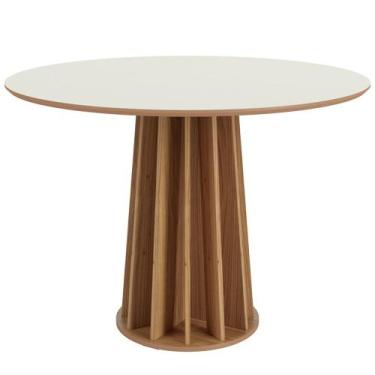 Imagem de Mesa De Jantar Redonda Pés Ripado Orgânico 105cm Ceci D03 Off White Fr