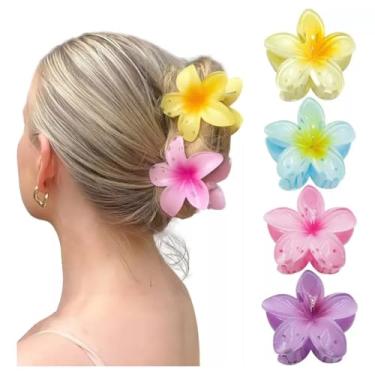 Imagem de Kit 12 un Piranha Flor Presilha de Cabelo Grande 8cm Blogueira Tendencia HairStyle Havaiana Adulto