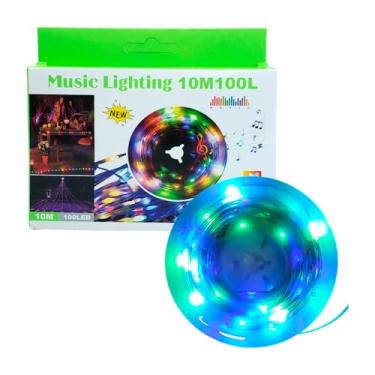 Imagem de Cordão Pisca LED Musical Natalino 10 M com Controle – Luzes que Dançam ao Ritmo das Canções de Natal