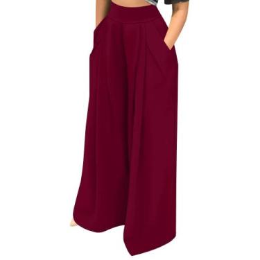 Imagem de Calças Palazzo Pants EQQZD, cintura alta, pernas largas, calças casuai