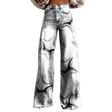 Imagem de Calças largas RTJTGXF 2024 vintage com estampa floral feminina