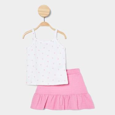 Imagem de Conjunto Infantil Hering Camiseta + Short Casual Menina, Branco, Rosa,