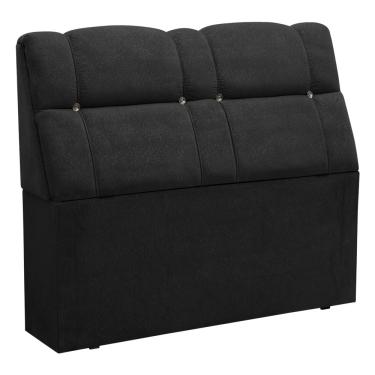 Imagem de Cabeceira Com Baú Itália Cama Box Queen 160 Cm Suede Preto - D'Rossi