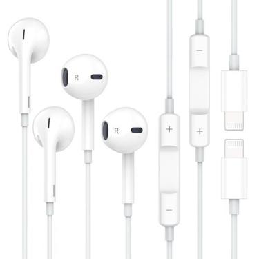 Imagem de Pacote de 2 fones de ouvido Everdigi para iPhone com fio e conector Li