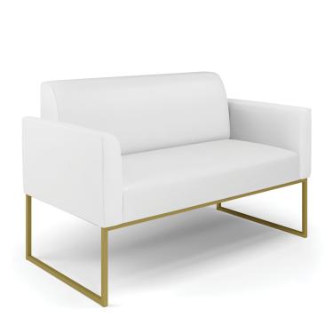 Imagem de Sofá Namoradeira Base Industrial Dourado Marisa Corino Branco D03 - D'Rossi